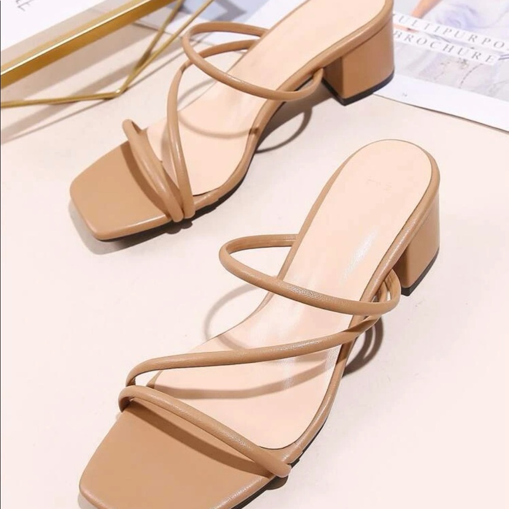Elegant Tan Block Heel Sandals